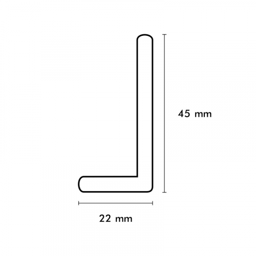 Hoekprofiel 22/45 zwart staal tbv onderzijde