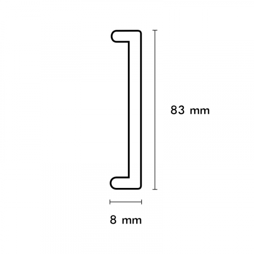 U-afdekprofiel 8/83 zwart RAL 9005
