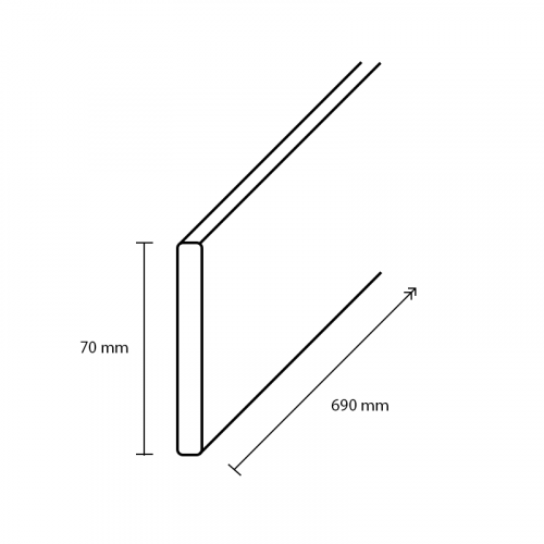 Afdekkap links 0,8x70x690mm Beton